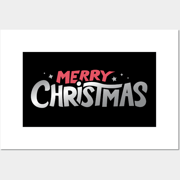 Merry Christmas silver Wall Art by madeinchorley